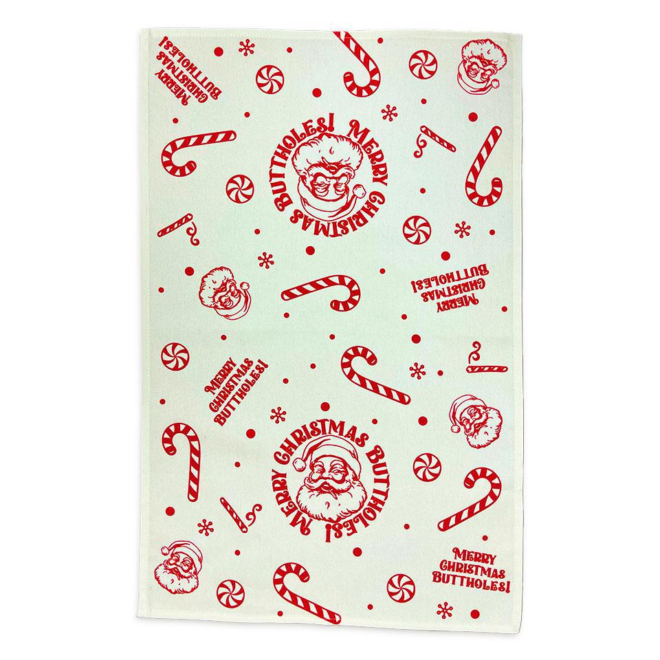 Merry Christmas Buttholes! Tea Towel