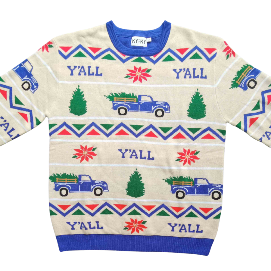 Y'alliday Truck Christmas Sweater (Beige)