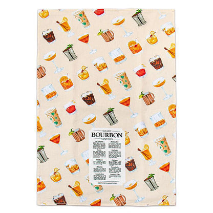 Classic Bourbon Cocktails Tea Towel