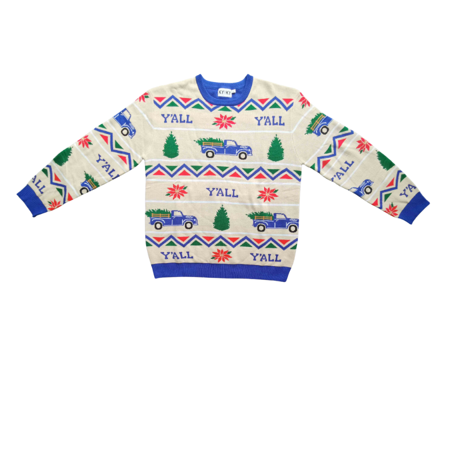 Y'alliday Truck Christmas Sweater (Beige)