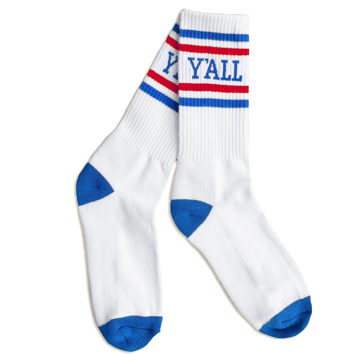 Y'all Stripe Socks (Royal & Red)